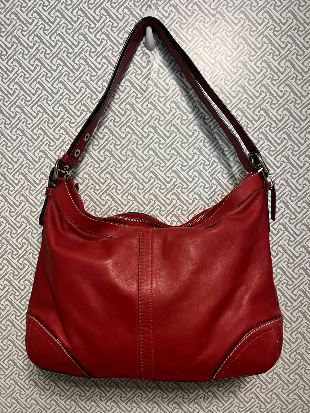 Coach 2008 Soho Convertible Red Hobo Leather Shoulder Bag - Picture 1 of 14